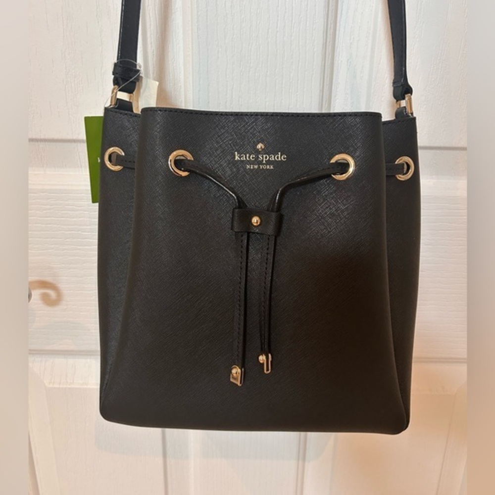 NWT KATE SPADE Harriet Cape Drive Women Black Bucket Bag